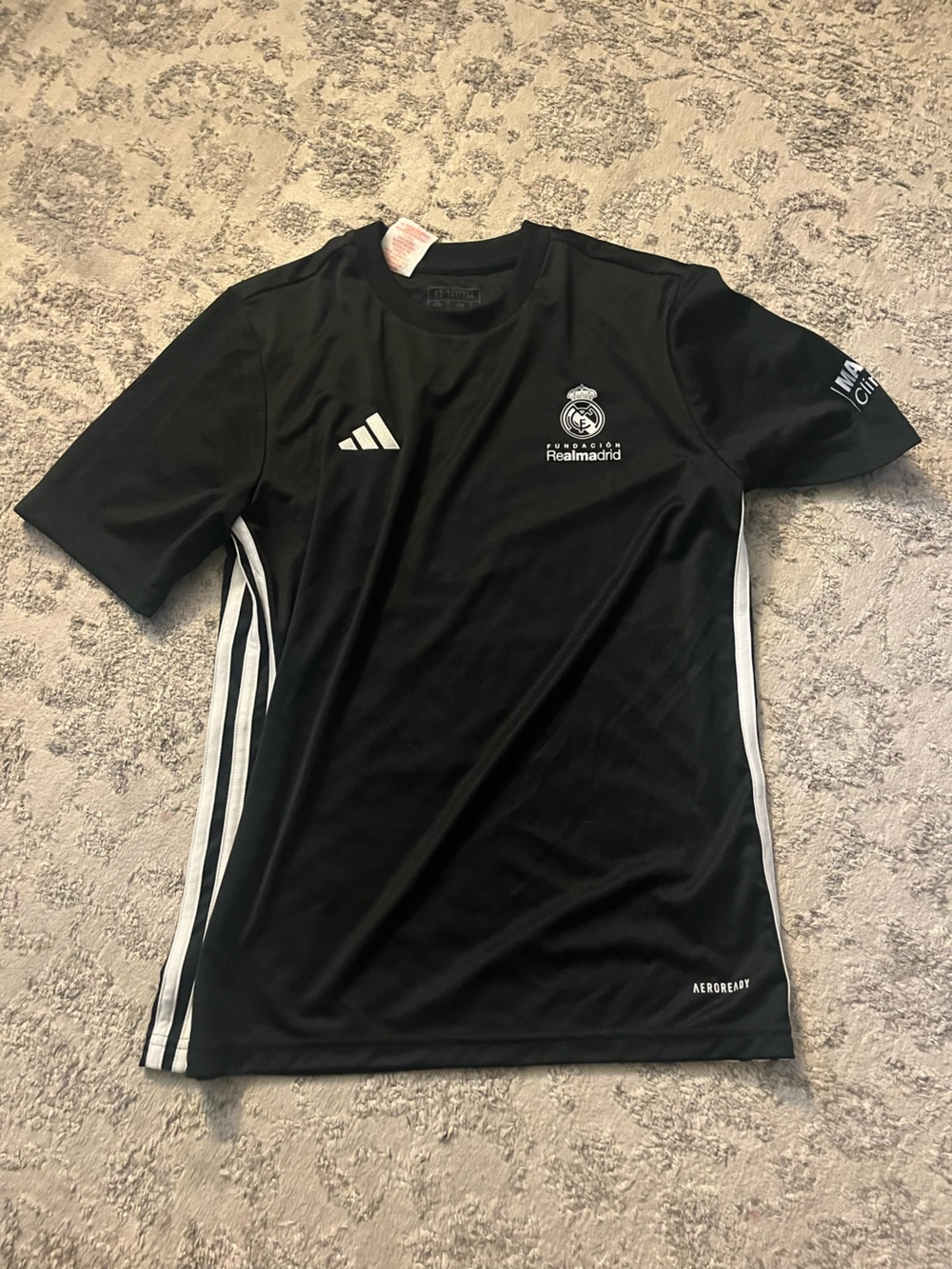 adidas Black Real Madrid Training Tee with White Accents
